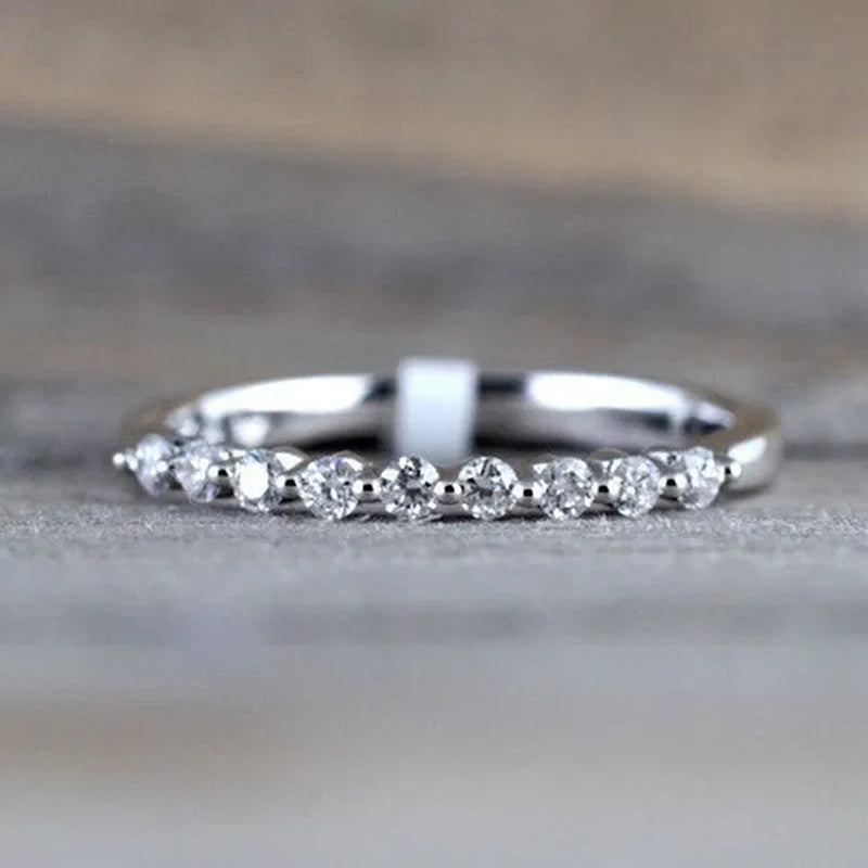 Fashion Half Eternity Zircon Ring Romantic Bride Proposal Engagement Wedding Band Anniversary Gift