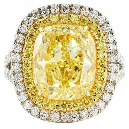 13.20CT Jewelry Yellow Topaz Sapphire & Diamond 925 Sterling Silver Wedding Rings Size 6-10