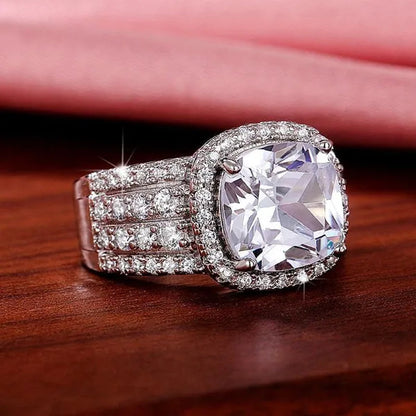 Bridal Wedding Band Ring Jewelry Micro Pave Diamond 4 Claw Setting White Sapphire Rings for Women Proposal Gift
