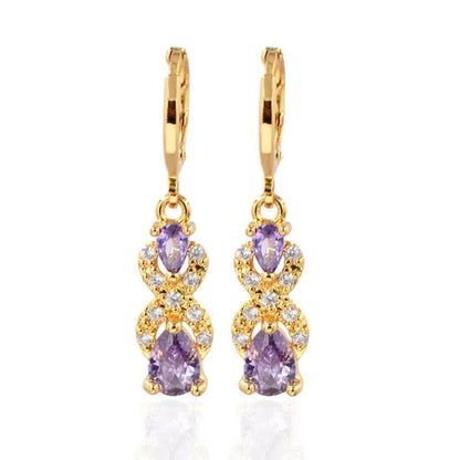 Women Green Cubic Zirconia CZ Teardrop Dangle Earrings Gift For Girl