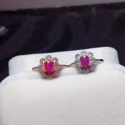 CoLife Jewelry 100% Natural Africa Ruby Ring for Woman 4*6mm Opaque Ruby Silver Ring 925 Silver Ruby Jewelry