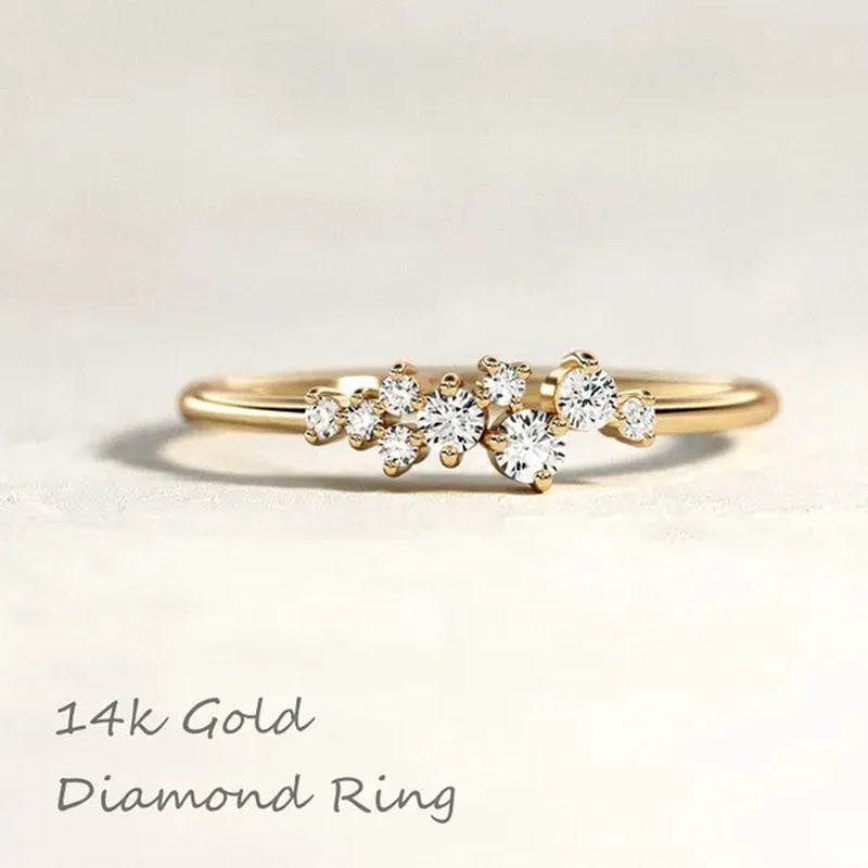 Minimalist Diamond Ring Women'S Fashion Diamond Cluster Ring Wedding and Engagement Moissanite Jewelry Cluster Stacking Ring Dainty Cluster Ring Stacking Ring
