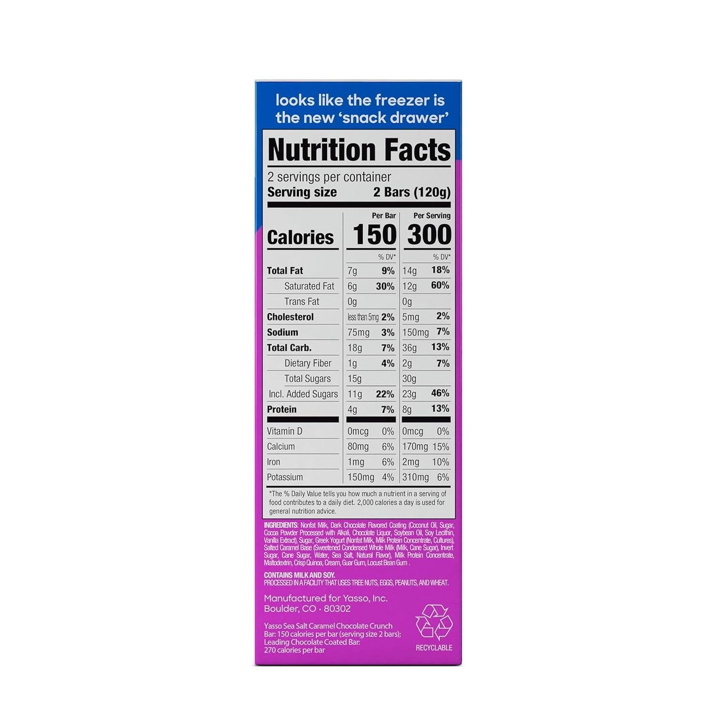 Frozen Greek Yogurt Bars Sea Salt Caramel Chocolate Crunch Bars 4 Count for a Ridiculously Creamy Frozen Snack Made with the Goodness of Greek Yogurt 2.65Fl Oz