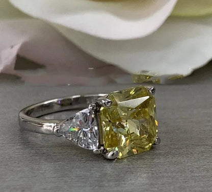 Fashion 925 Pure Silver Round Yellow Diamond Engagement Wedding Anniversary Set Ring Size 6-11