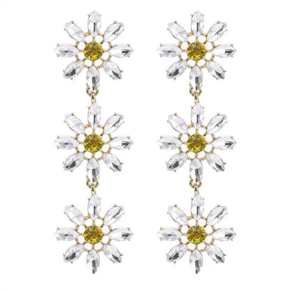 1 Pair Fashion Crystal Rhinestone Drop Earrings For Women Citrine Jewelry