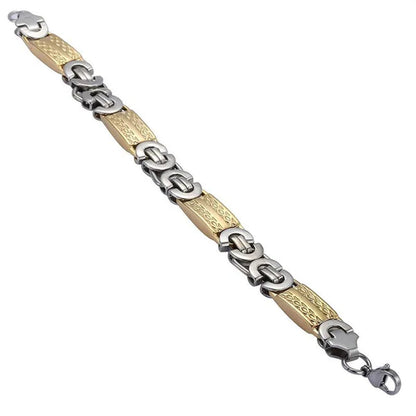 11mm Mens Chain Boys Bracelet Silver Gold Tone Byzantine Link Stainless Steel Bracelet