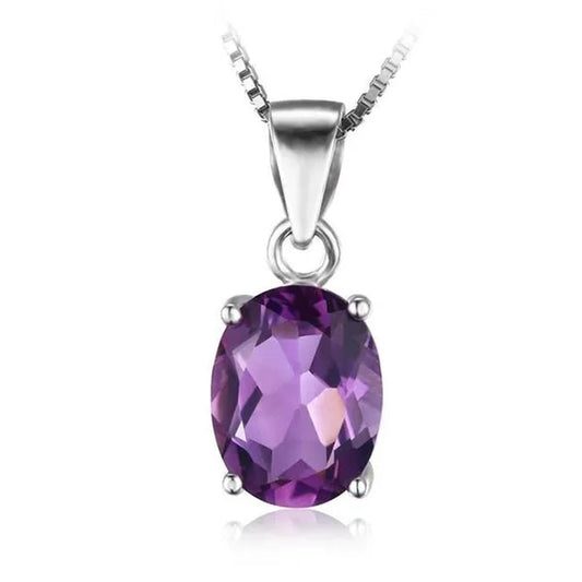 Majesty Diamonds MDS170115 1.75 CT Oval Purple Amethyst Solitaire Pendant Necklace in .925 Sterling Silver