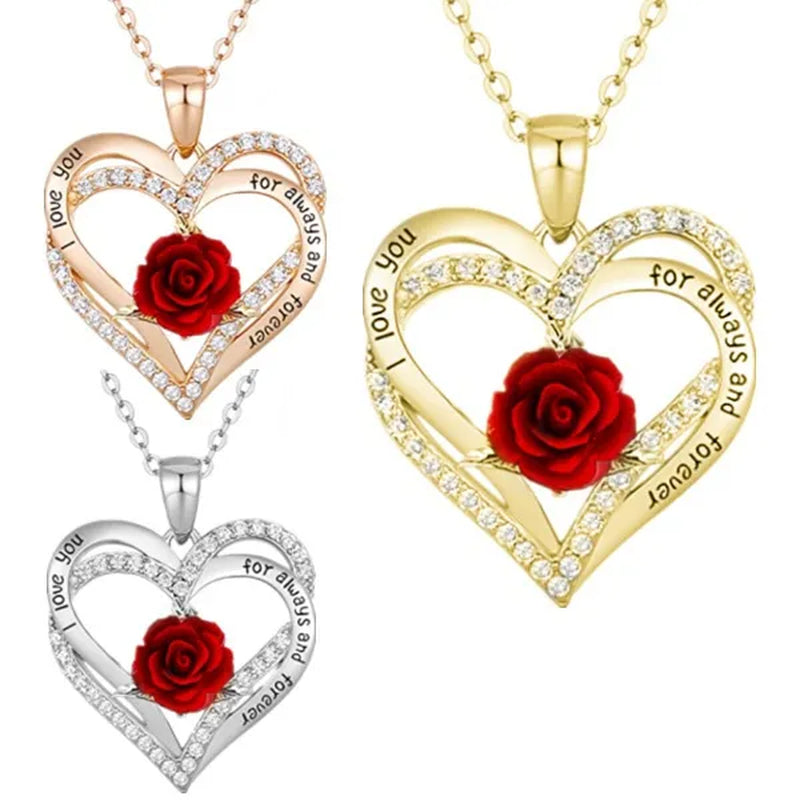 Elegant Fashion Creative Love Rose Necklace Crystal Diamond Rose Pendant Symbolizing Love Women's Necklace Wedding Engagement Wedding Necklace Jewelry Birthday Party Anniversary Gift