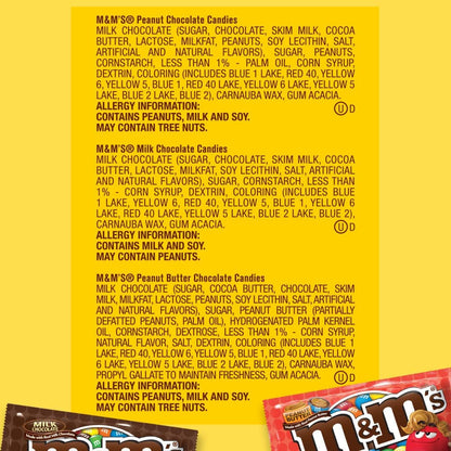 Peanut, Peanut Butter & Milk Chocolate Variety Pack Full Size Milk Chocolate Candy Assortment, 30.58 Oz 18 Ct