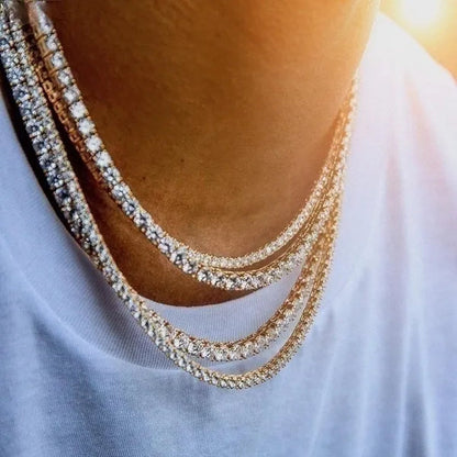 Necklace for Women Gorgeous Men's Gold Tennis Chain Icy Diamonds Hip Hop Choker Chain Necklace Bling Jewelry 18-30 Inches