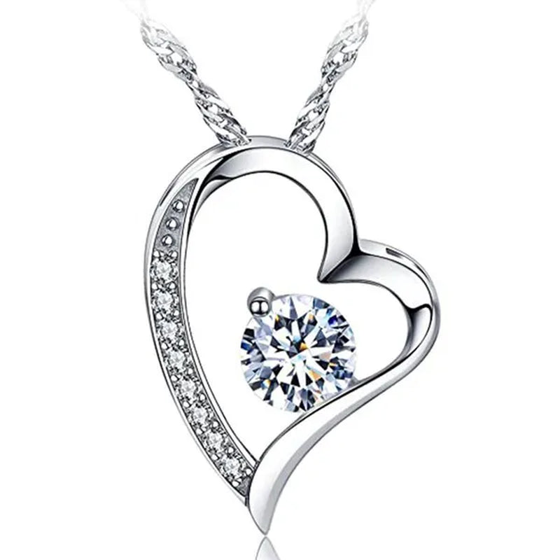 Bridal Wedding Clavicle Necklace Cubic Zircon Heart Necklace for Women Wedding Accessories Valentine'S Day Gift