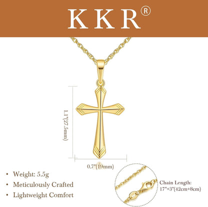 Cross Necklace for Women 14K Gold Cross Necklaces for Women Gold Crosses Chain Pendant Necklace for Womens with V-Shaped Patterns Trendy Crosses Necklaces for Womens