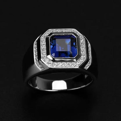 Luxury Men'S Fashion Jewelry Accessories 925 Sterling Silver Rings for Men Natural Gemstones Sapphire Ring Wedding Band Engagement Diamond Ring Fine Jewelry Mens Ring