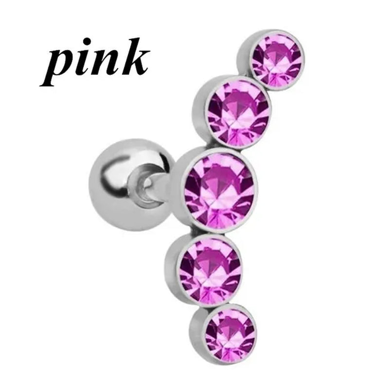 Ear Studs Piercing Tragus Diamonds Stainless Steel Earrings Cartilage Helix Small Ball Bullet Ear Bone Earring