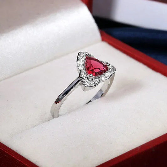 Classic Garnet Red Personality Ruby Color Zircon 925 Silver Ring Love Romance Ring Women'S Wedding Jewelry Engagement Ring