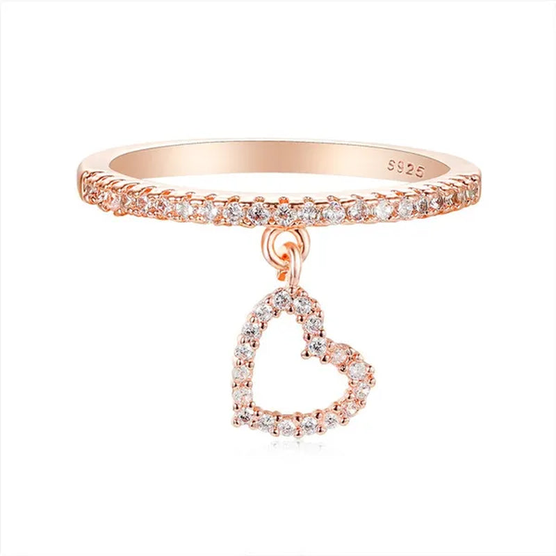 Noval Pendant Ring 18K Rose Gold Rare Diamond Love Heart Adorn Bridal Jewelry Family Memorial Gift