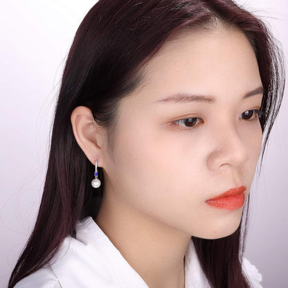 925 Sterling Silver Freshwater Pearl Hoop Earrings with Dangle Real Pearl,Simulated Pearls