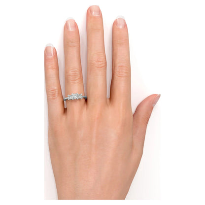 Modern 0.50 Carat Princess Cut Diamond - 3 Stone Engagement Ring - past Present Future Ring - 10K White Gold