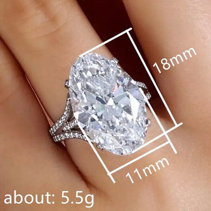 Luxury Fashion Micro Pave Cubic Zirconia Diamond 4 Prong Setting Oval Cut White Sapphire Rings for Women Bridal Wedding Ring