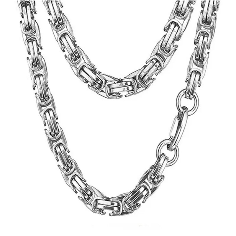 Men Jewelry Silver Stainless Steel Strong Byzantine Chain Curb Cuban Bracelet or Necklace 7inch-40inch