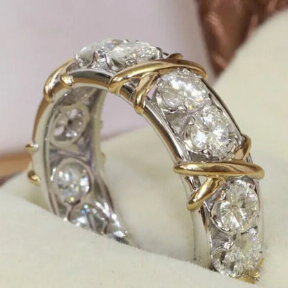 Luxurious  Silver Glod Filled Natural Gemstones White Sapphire Wedding Birthstone Bride Flower Engagement Ellipse Ring Jewelry Size 6 7 8 9 10