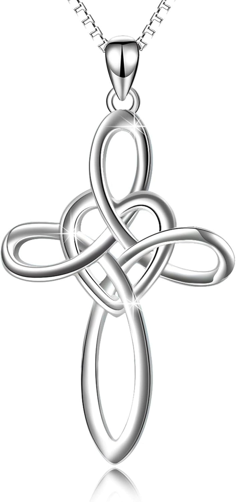 Celtic Knot Cross Necklace Sterling Silver Infinity Love Heart Pendant Necklace