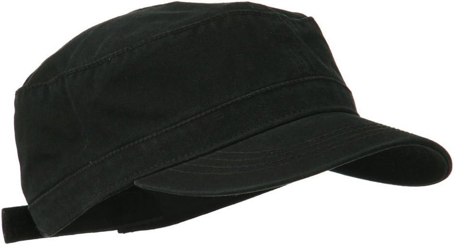 Garment Washed Adjustable Army Cap - Black OSFM