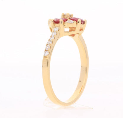 18K Yellow Gold Mozambique Genuine Ruby Ring with Diamonds for Women | Ethically, Authentically & Organically Sourced (Oval) Shaped Ruby Hand-Crafted Jewelry for Her | Ruby Ring for Women