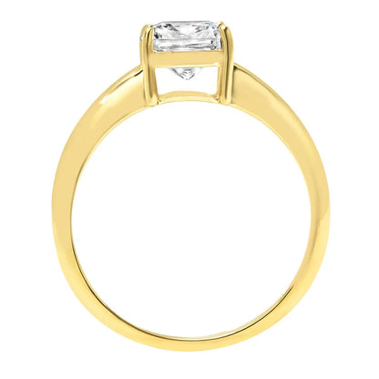 2.0 Ct Brilliant Cushion Cut Clear Simulated Diamond 18K Yellow Gold Solitaire Ring SZ 5