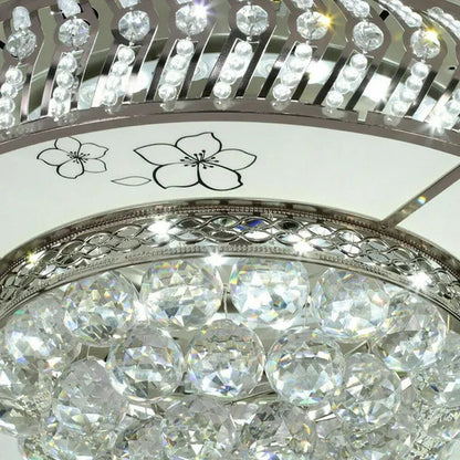42" Invisible Ceiling Fan Light K9 Crystal LED Chandelier Retractable Blade Light with Remote Control