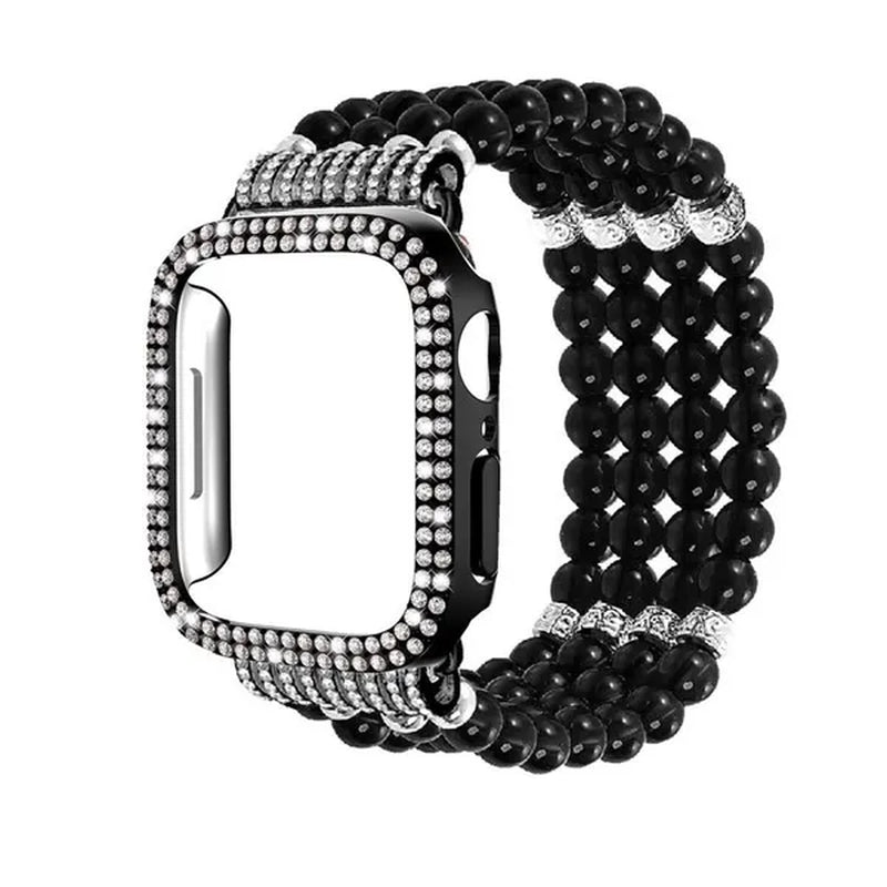 Diamond Case + Pearl Strap for Apple Watch Strap 49Mm 40Mm 44Mm 41Mm 45Mm 38Mm 42Mm 40Mm Iwatch Series 9 Ultra 8 7 6 5 4 3 2 1 SE