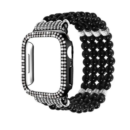 Diamond Case + Pearl Strap for Apple Watch Strap 49Mm 40Mm 44Mm 41Mm 45Mm 38Mm 42Mm 40Mm Iwatch Series 9 Ultra 8 7 6 5 4 3 2 1 SE