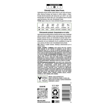BIOTERA Styling Mousse Lightweight Alcohol-Free | Instant Texture | Promotes Body & Bounce | Microbiome Friendly | Vegan & Cruelty Free | Paraben Free | Color-Safe