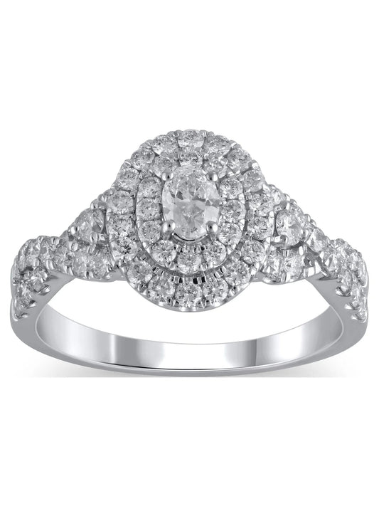 1 Carat T.W. (I2 Clarity, H-I Color)  Oval Cut Diamond Engagement Ring in 10Kt White Gold, Size 7