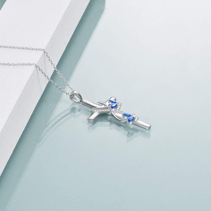 Butterfly Cross Necklace 925 Sterling Silver Cross Pendant Necklace for Women Girls Butterfly Jewelry Gifts