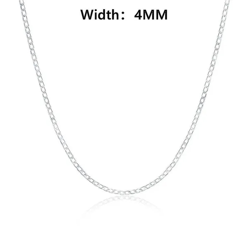 Wholesale High Quality 925 Sterling Silver Fashion Jewelry Set 925 Silver Curb Link Chain Bracelet & Necklace16-30 Inches for Women and Men