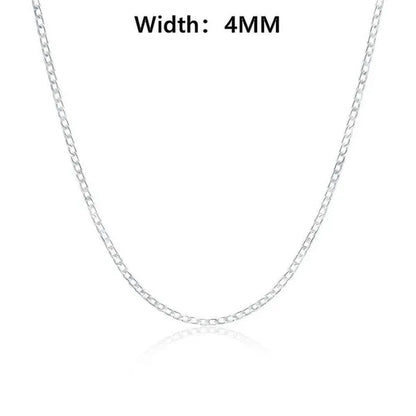 Wholesale High Quality 925 Sterling Silver Fashion Jewelry Set 925 Silver Curb Link Chain Bracelet & Necklace16-30 Inches for Women and Men