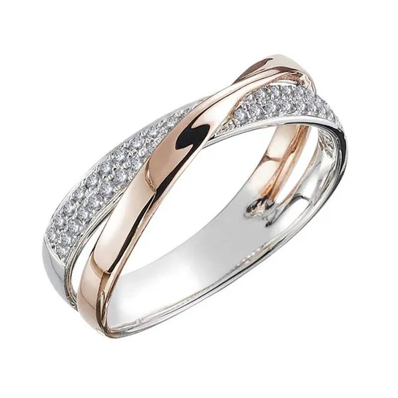 Delysia Kingladies Fashion White Sapphire Ring Cross Rose Gold Ring Ladies Valentine'S Day Birthday Gift Jewelry