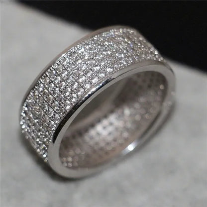 Vojo Hot Sale White Sapphire Diamond Wedding Band Rings Engagement Anniversary Party Jewelry gift