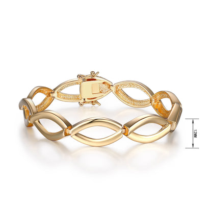 Women'S 18Kt Gold over Brass High-Polish Elong Link Bracelet, 7.5"