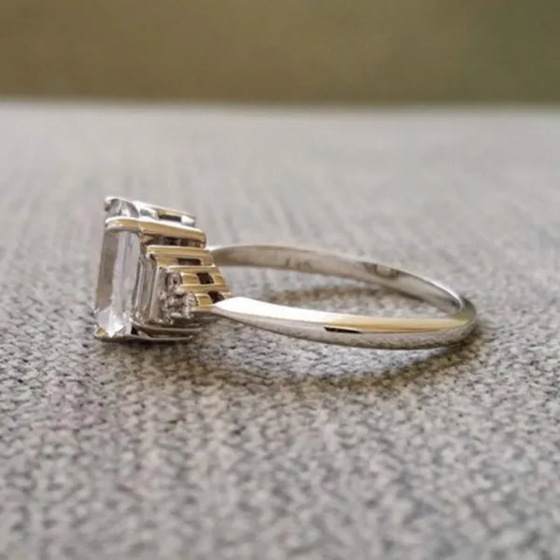 Classic Silver Color Delicate Blue Zircon Women's Ring Anniversary Christmas Gift Beach Party Jewelry Size 6-11 Bague Femme