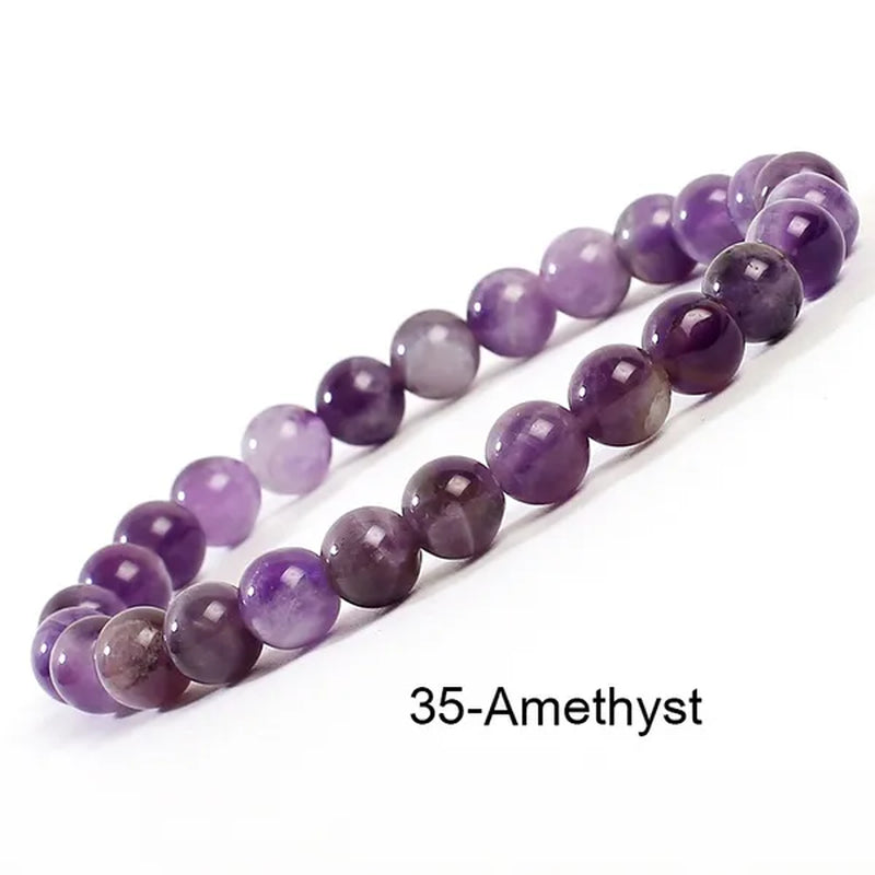 43 Style New 8MM Natural Stone Bracelet / Apatite / Agate /amethyst /watermelon /Rose Quartz /Morgan Stone/malachite/Tiger Eye Fashion Bracelet Unisex