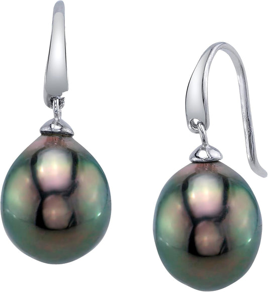 Genuine Baroque Black Tahitian South Sea Cultured Pearl Rosalind Earrings for Women