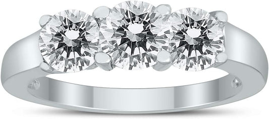 AGS Certified 2 Carat TW Three Stone Diamond Ring in 14K White Gold
