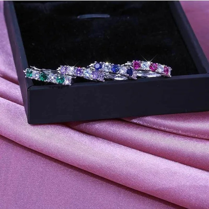 Fashion Sapphire earrings Jewelery  Hoop Earrings  earrings  Diamond Earrings for Women Wedding Engagement Earrings Crystal Zircon Earring Cubic Zirconia Jewelry Colour: Blue /Green / Purple / Rose Red