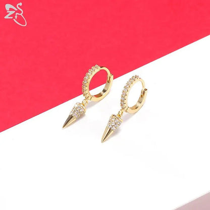 1 Pair Zircon 925 Sterling Silver Hoop Earring for Women Girls Gold Color Spike Circle Earrings Silver Punk Ear Piercings Jewelry Gifts