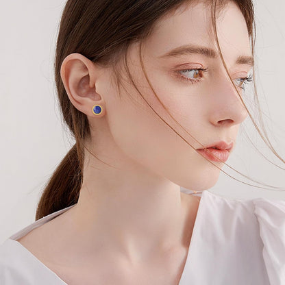 Lapis Lazuli Earrings Sterling Silver Blue Lapis Stud Earrings Natural Gemstone Post Earrings Lapis Lazuli Jewelry for Women