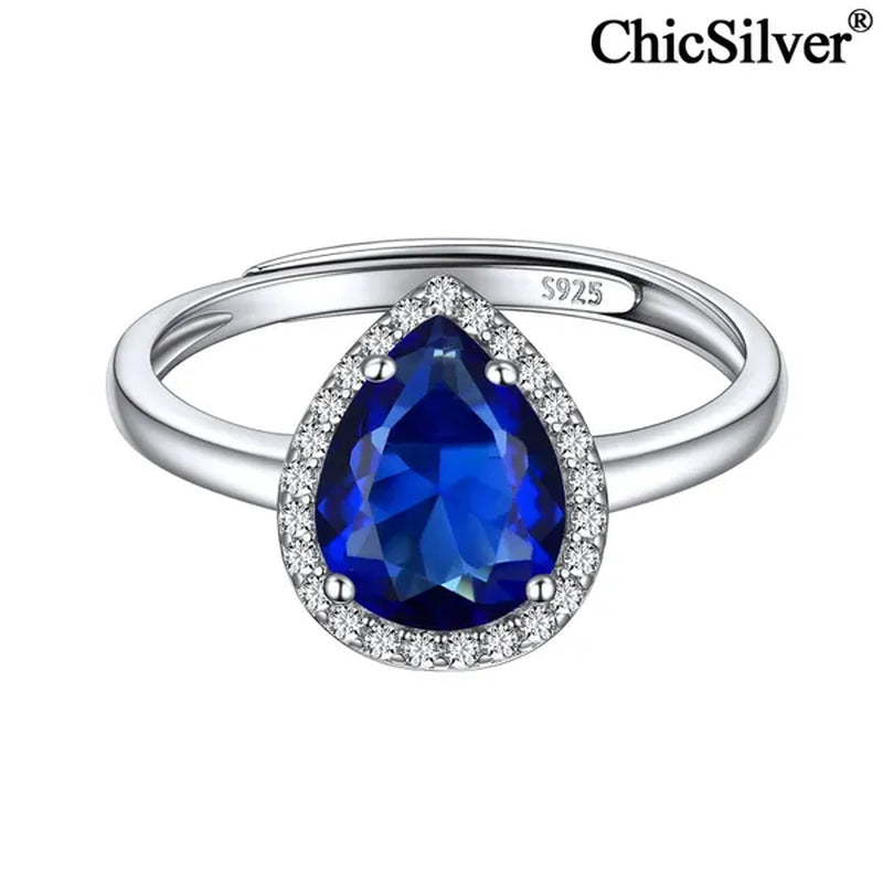 ChicSilver Pear Cut Teardrop Birthstone Promise Wedding Band Ring for Her 925 Sterling Silver Gemstone Jewelry for Women