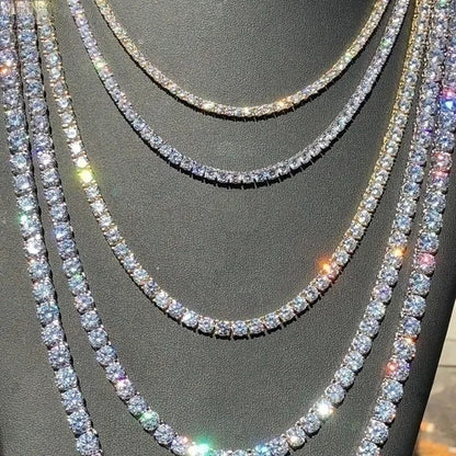 Necklace for Women Gorgeous Men's Gold Tennis Chain Icy Diamonds Hip Hop Choker Chain Necklace Bling Jewelry 18-30 Inches