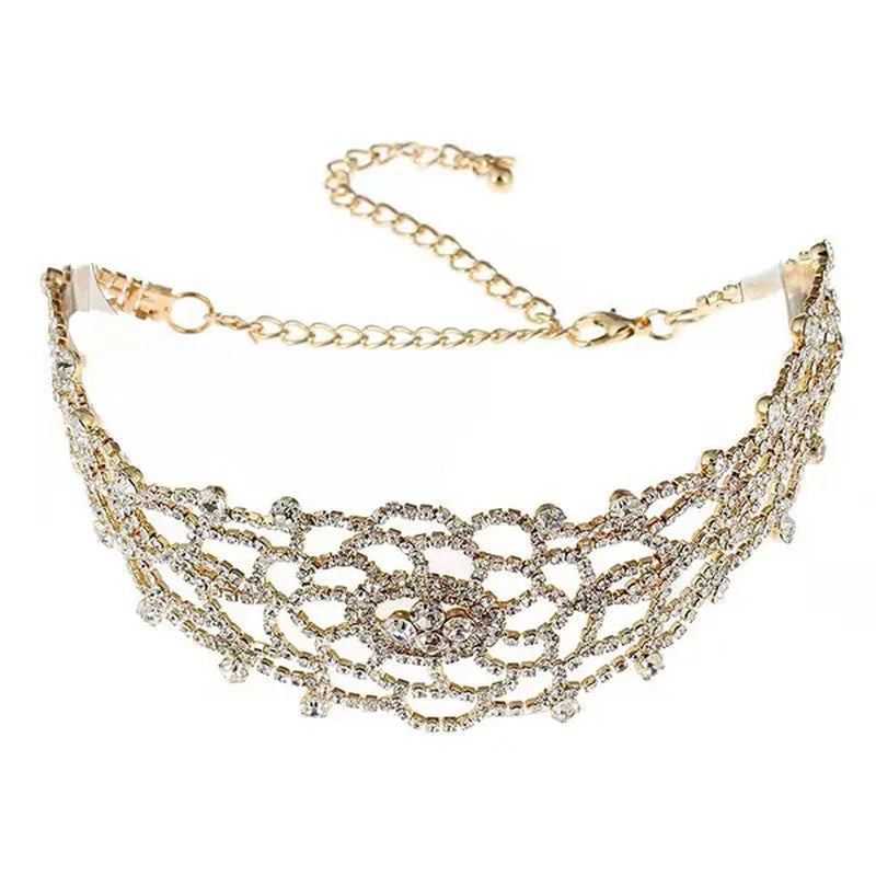 Full Diamond Pendant Necklace Crystal Rhinestone Choker Collar Women Wedding Jewelry